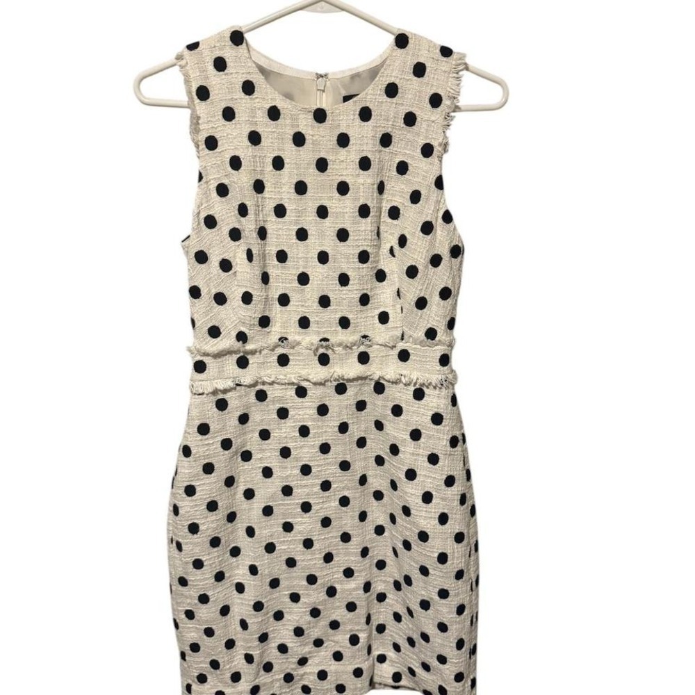 J.Crew cream and black polka dot dress